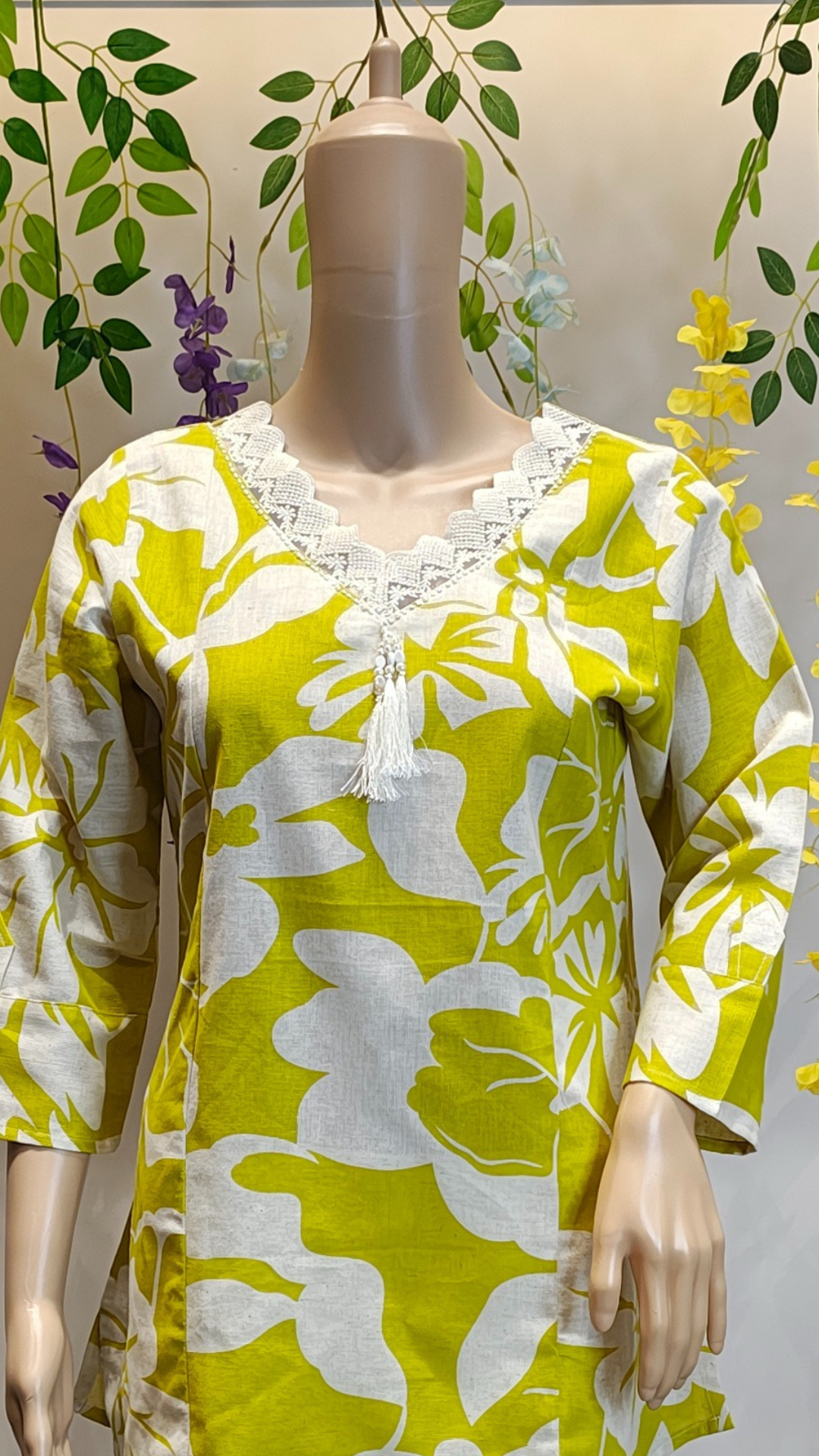 Lime Blossom Lace Tunic Short Top