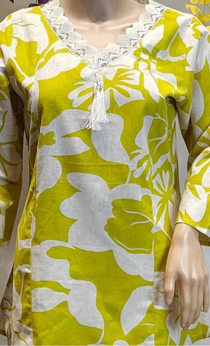 Lime Blossom Lace Tunic Short Top