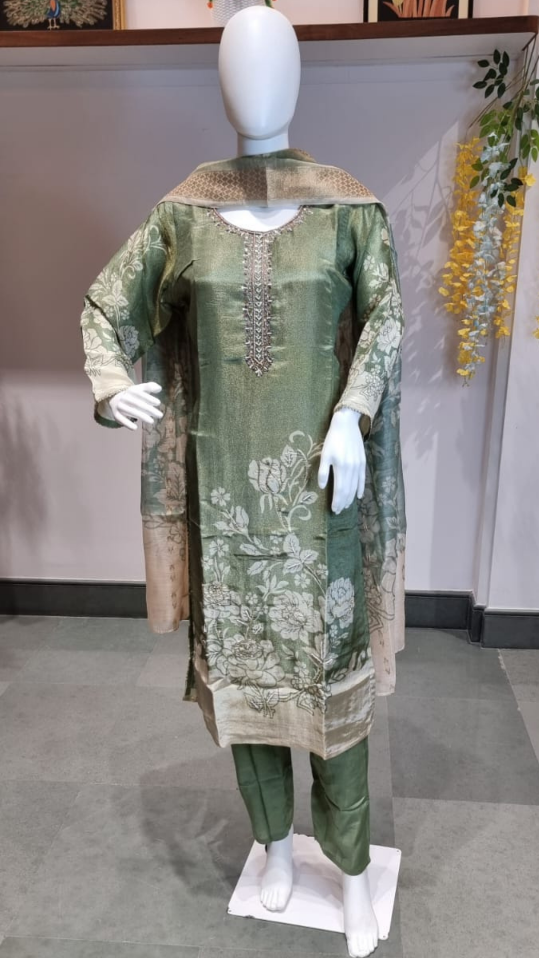 Emerald Shimmer Handworked Punjabi Suit