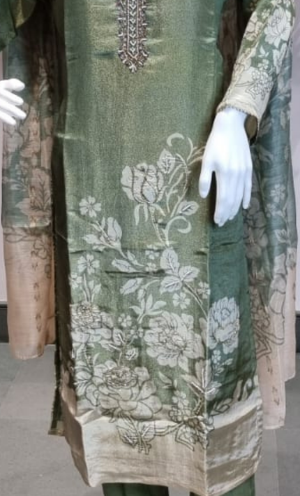 Emerald Shimmer Handworked Punjabi Suit