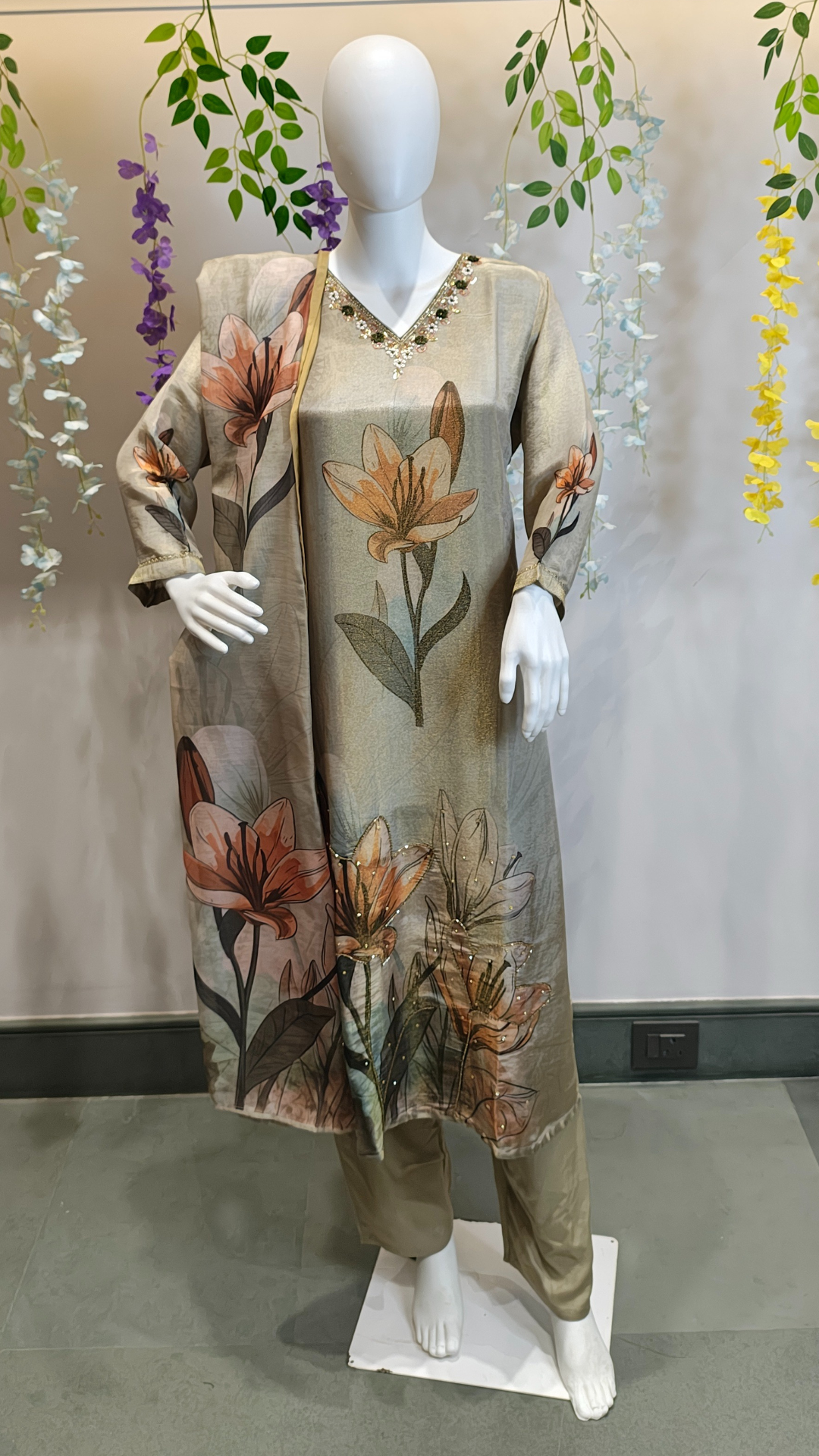 Imperial Glow Golden Beige Shimmer Punjabi Suit