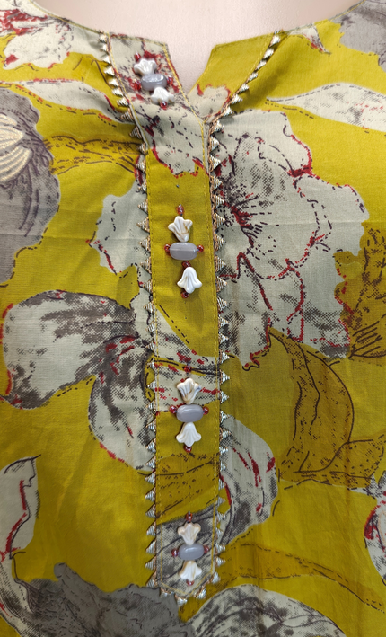 Daisy Delight Yellow Cotton Kurti