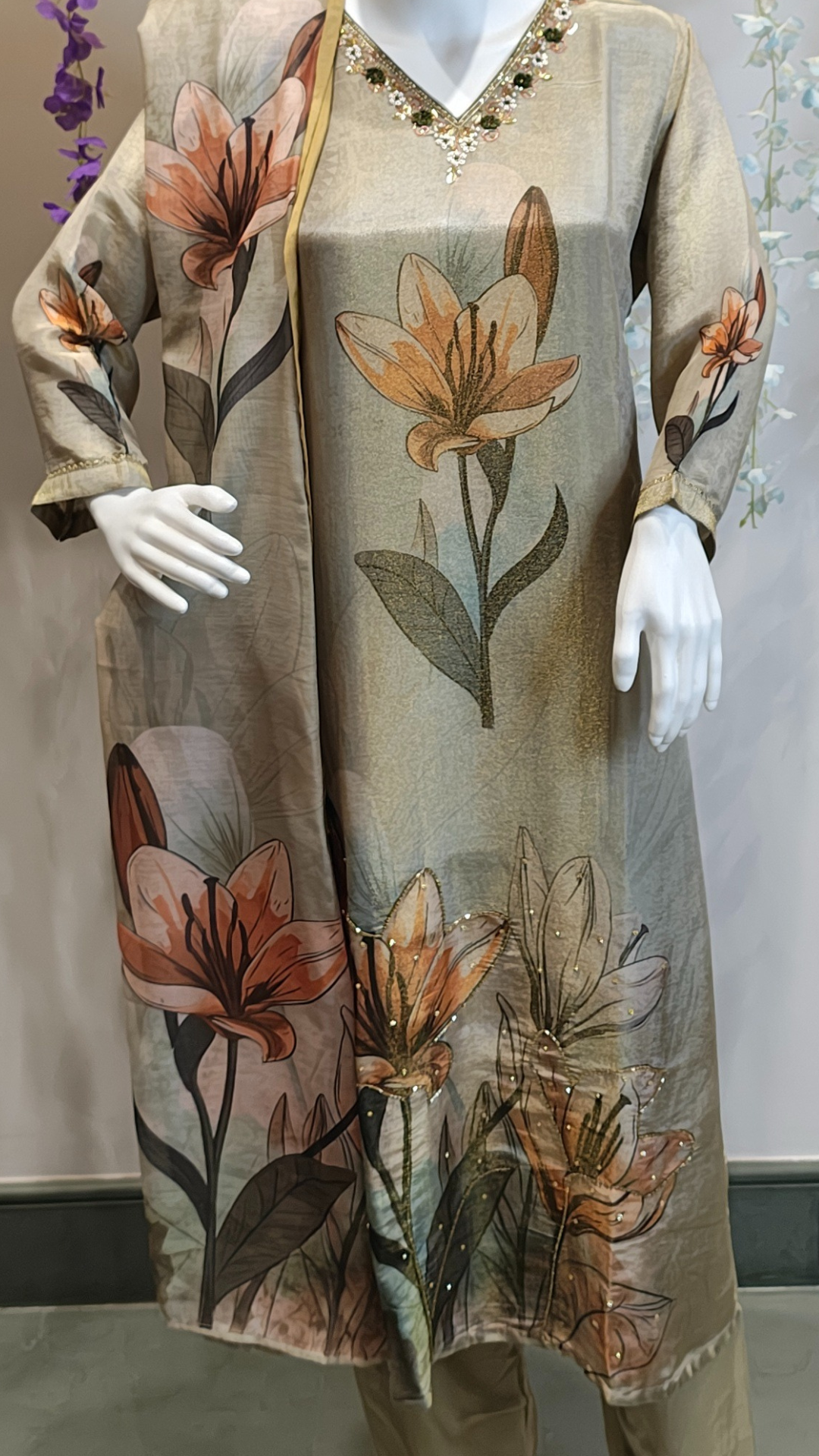 Imperial Glow Golden Beige Shimmer Punjabi Suit