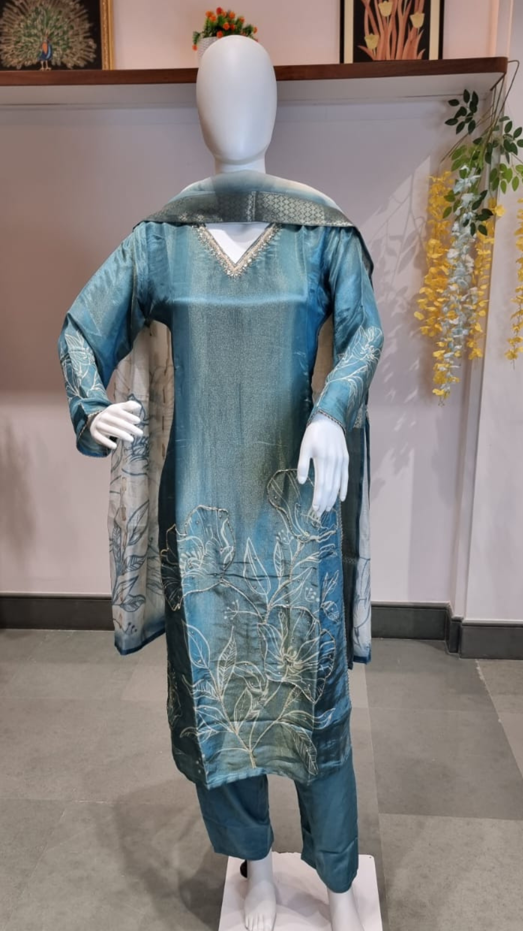 Majestic Sapphire Shimmer Punjabi Suit