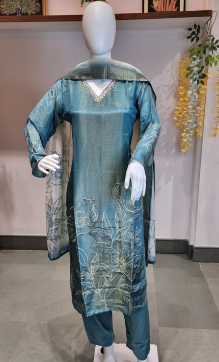 Majestic Sapphire Shimmer Punjabi Suit