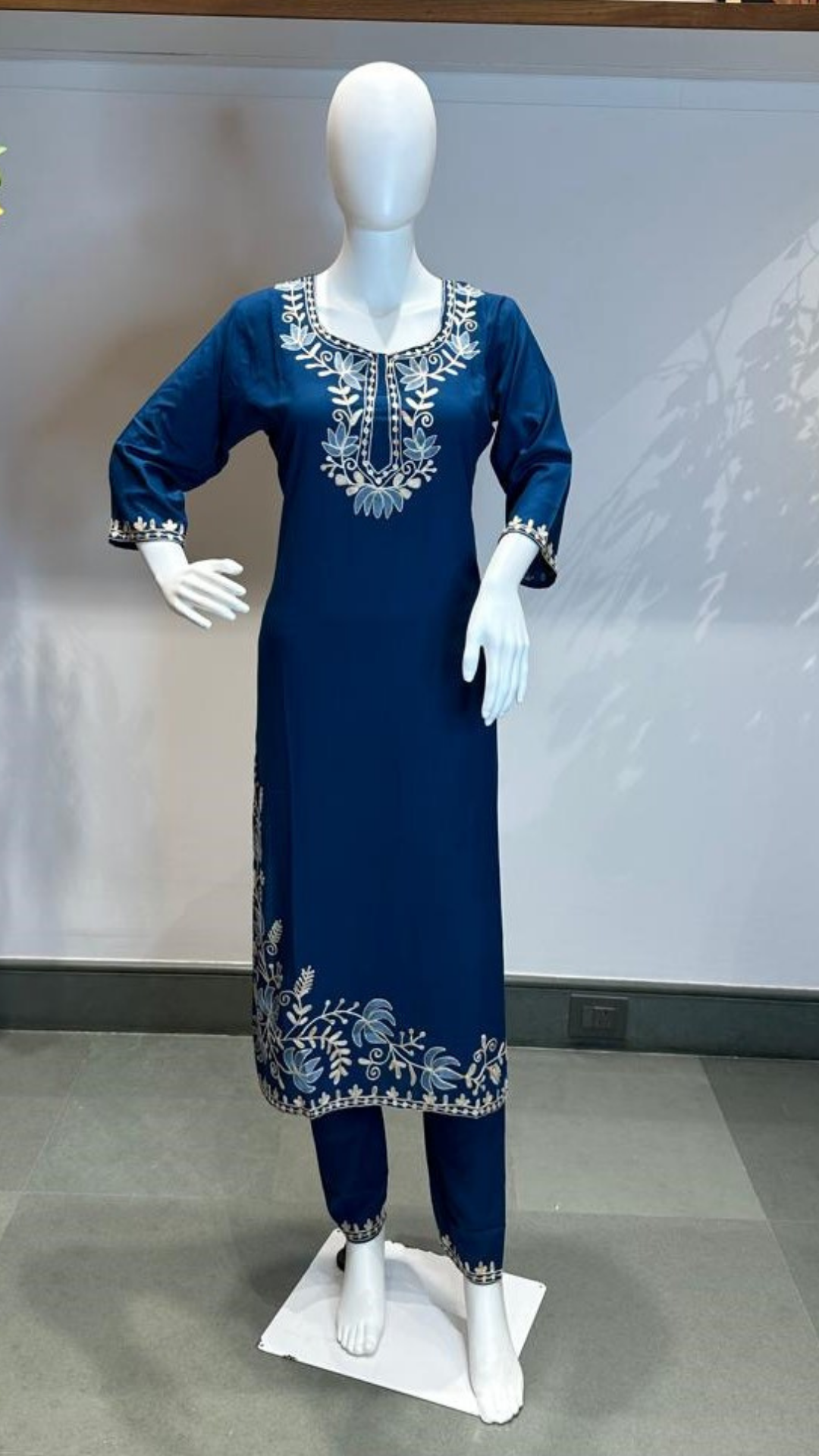 Regal Kashmiri Teal Blue Kurta Set