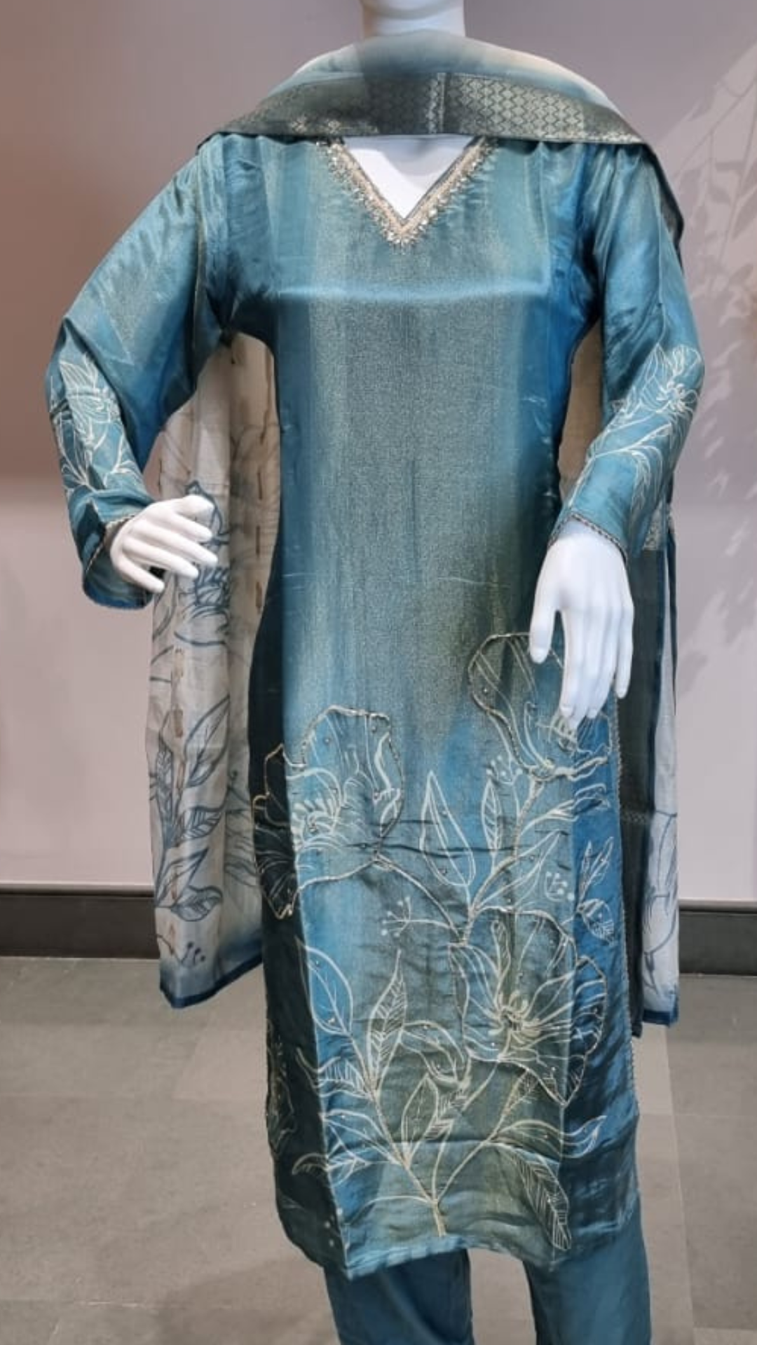 Majestic Sapphire Shimmer Punjabi Suit