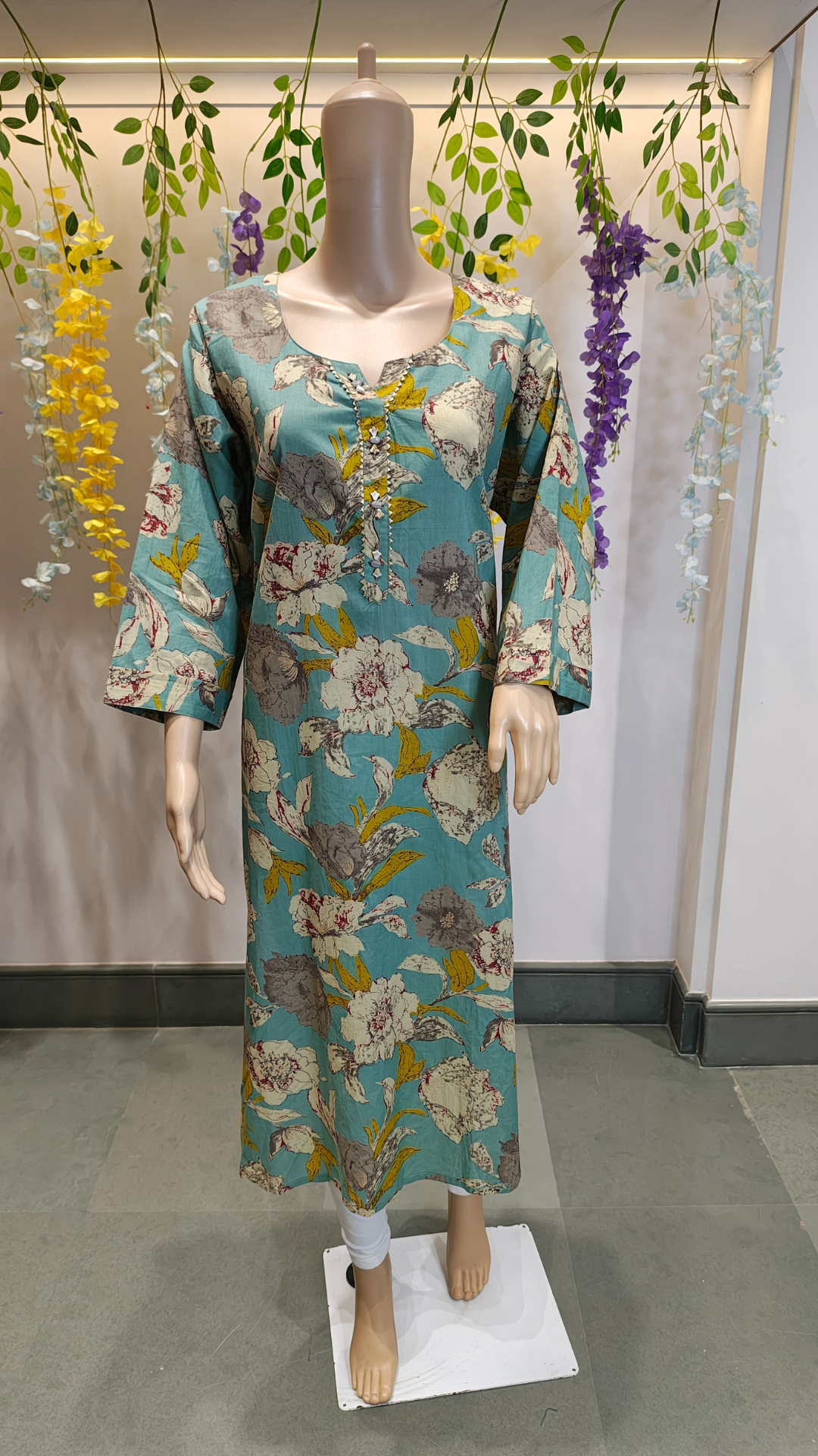 Aqua Petal Cotton Kurti