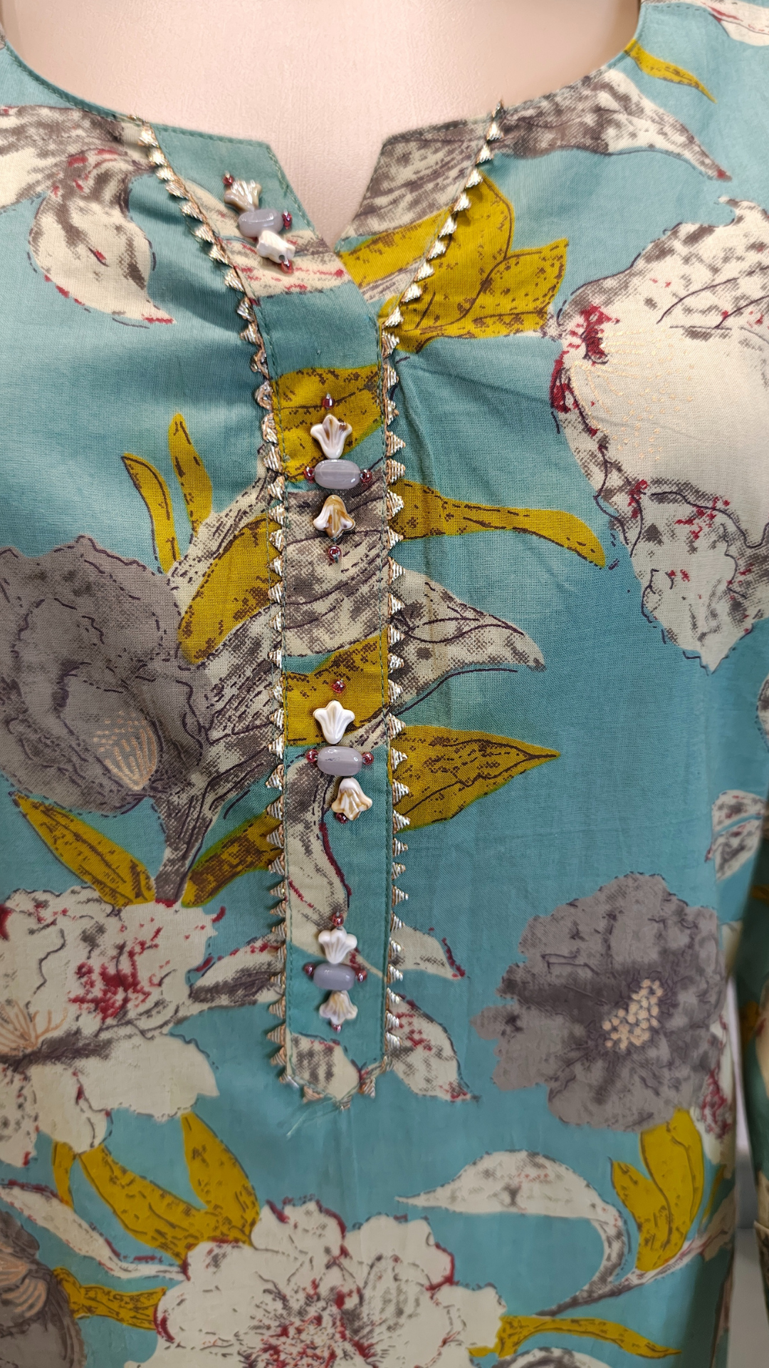 Aqua Petal Cotton Kurti