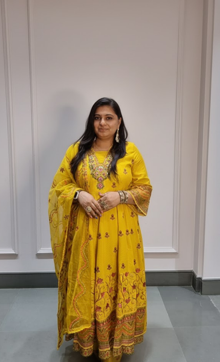 Radiant Yellow Hand-Embroidered Anarkali Punjabi Suit Set