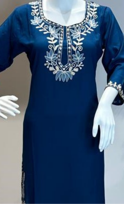 Regal Kashmiri Teal Blue Kurta Set