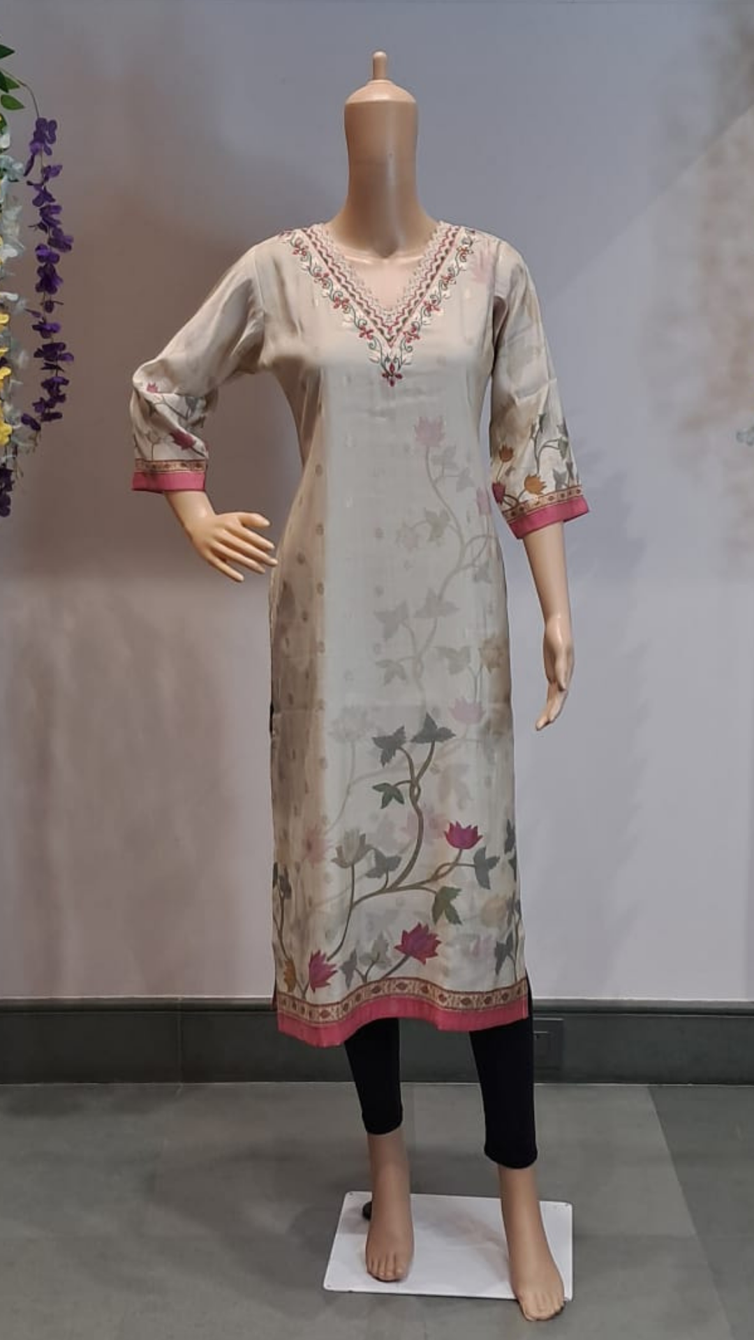 Silken Cream Blush Kurti