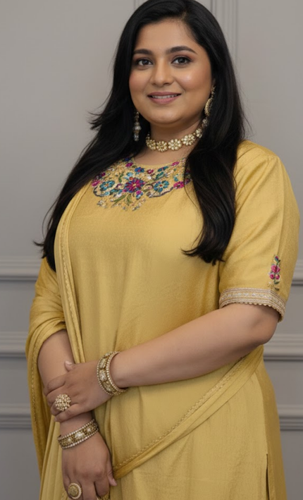 Sunshine Yellow Embroidered Sharara Set with Dupatta