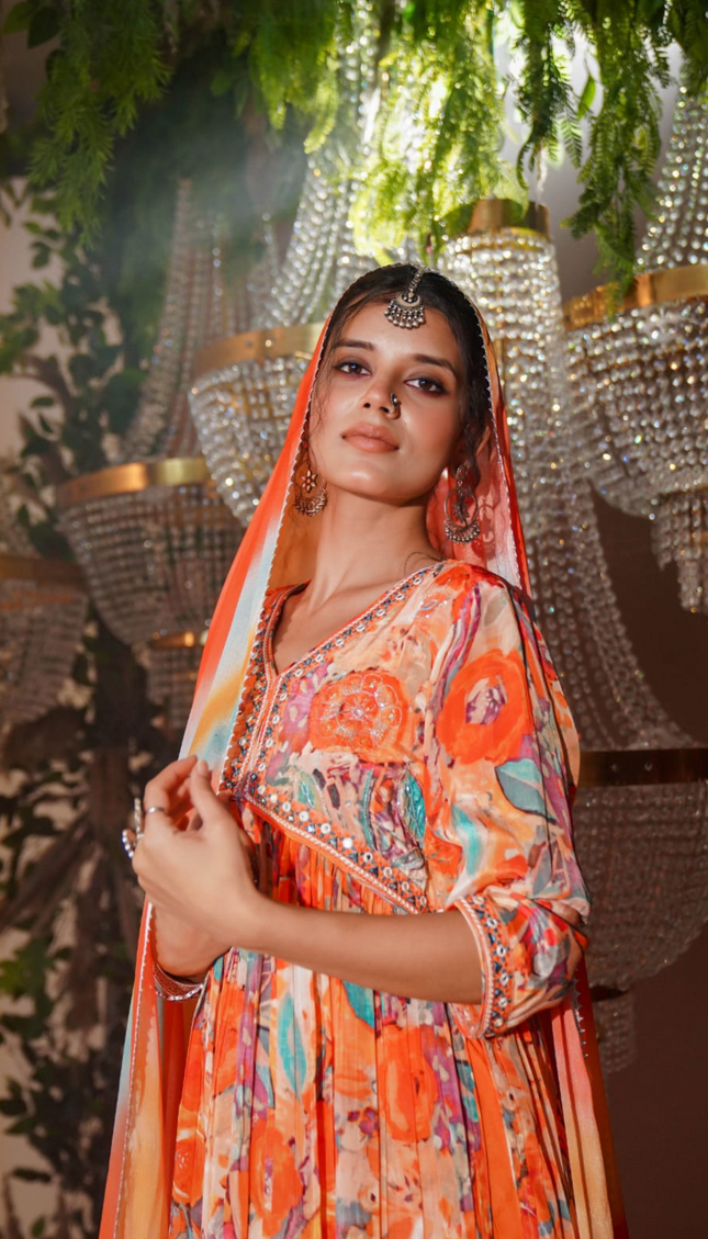 Floral Shine Punjabi Afgani Set