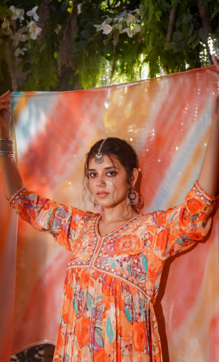 Floral Shine Punjabi Afgani Set