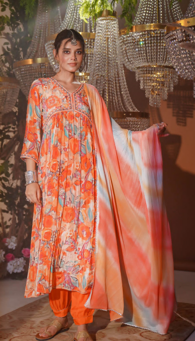 Floral Shine Punjabi Afgani Set