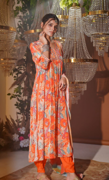 Floral Shine Punjabi Afgani Set