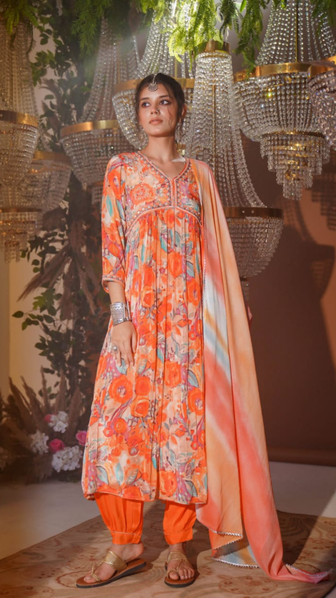 Floral Shine Punjabi Afgani Set