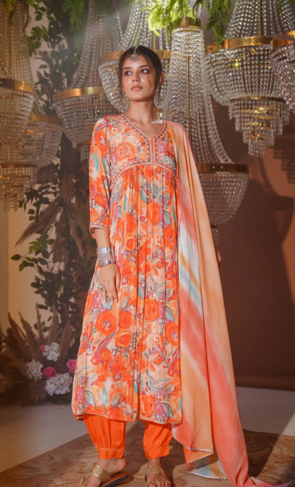 Floral Shine Punjabi Afgani Set