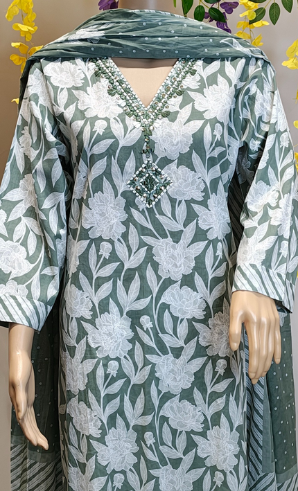 Ivory Meadow Cotton Punjabi Suit Plus Size