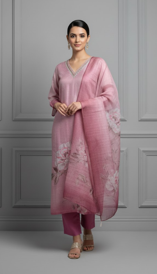 Rosette Glow Handcrafted Kota Ensemble