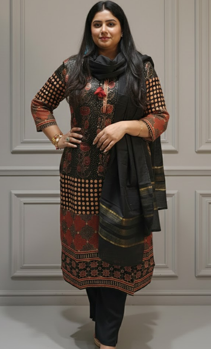 Obsidian Grace Gajji Silk Kurta Set