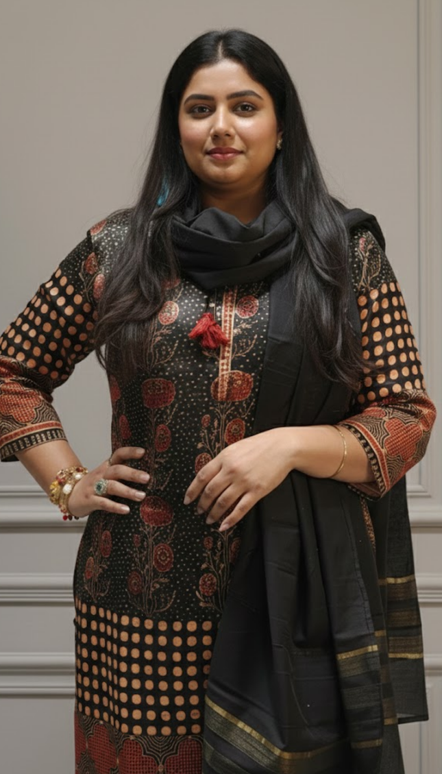 Obsidian Grace Gajji Silk Kurta Set