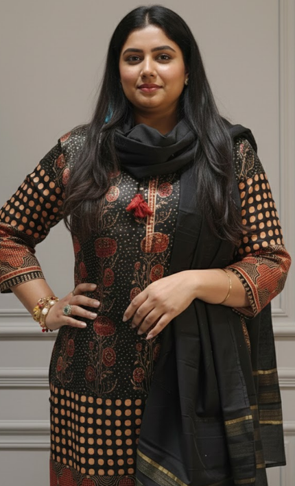 Obsidian Grace Gajji Silk Kurta Set