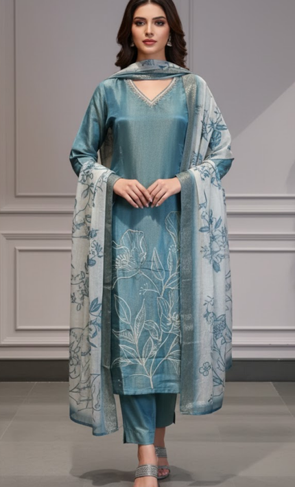 Majestic Sapphire Shimmer Punjabi Suit