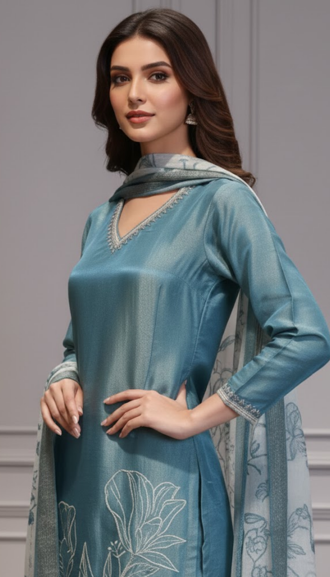 Majestic Sapphire Shimmer Punjabi Suit