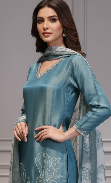 Majestic Sapphire Shimmer Punjabi Suit