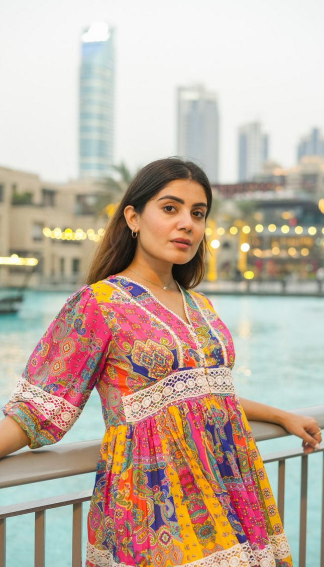 Lagoon Hues Printed Frock