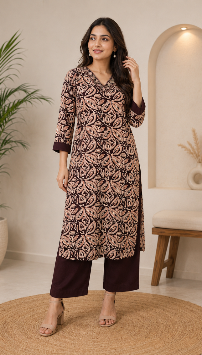 Easy Style and Beautifully Printed Kurta Pant Set For Women