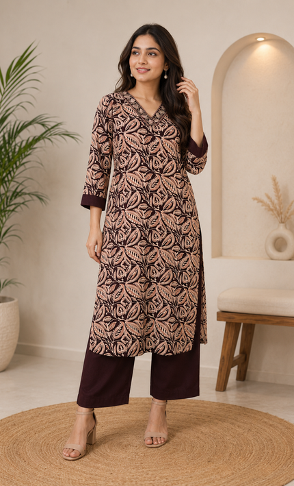 Easy Style and Beautifully Printed Kurta Pant Set For Women