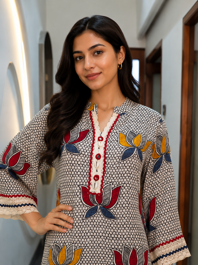 Classic Prints Muslin Coordset For Women