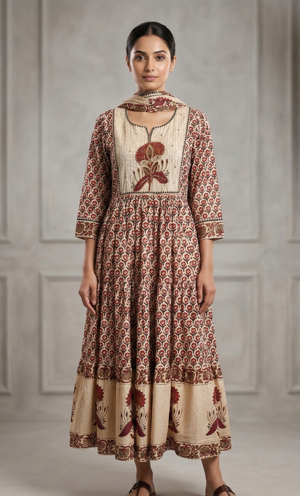 Maroon Floral Punjabi Suit Set