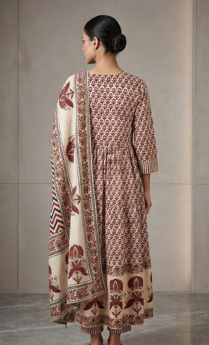 Maroon Floral Punjabi Suit Set