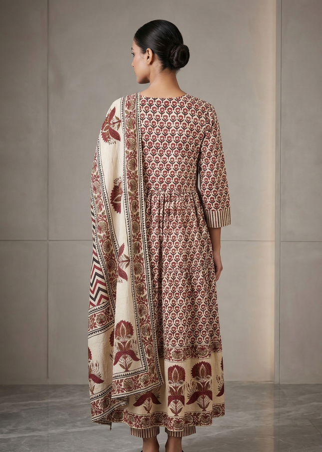 Royal Maroon Bloom Punjabi Suit Set