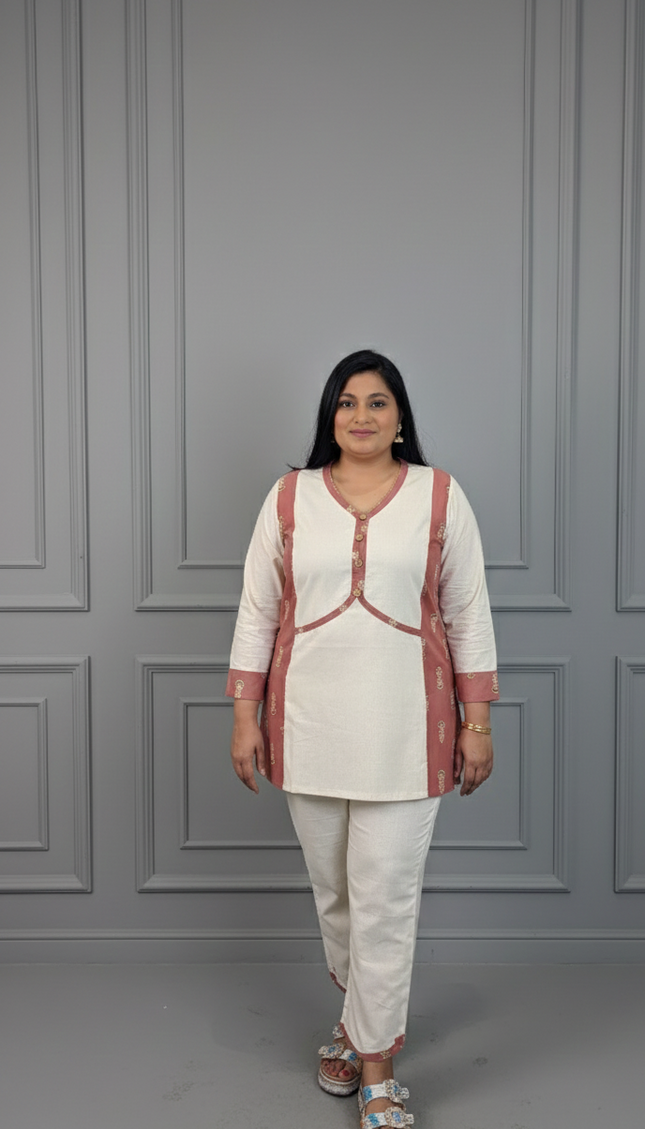 Ivory & Rust Embroidered Panel Co-ord Set