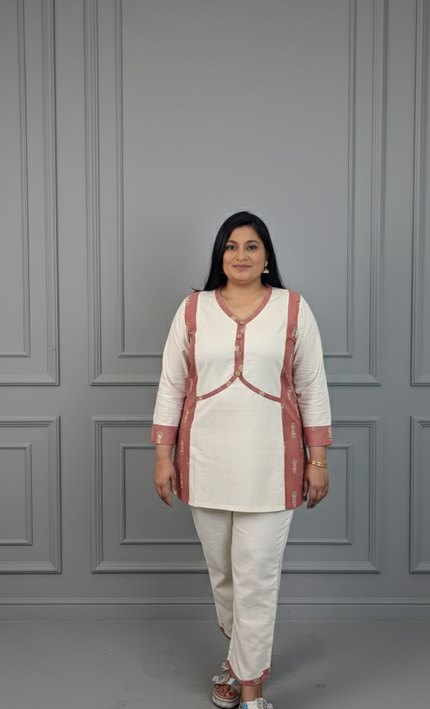 Ivory & Rust Embroidered Panel Co-ord Set