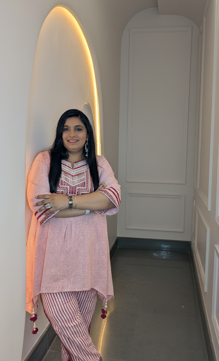 Peach & Maroon Tassel Detail Co-ord Set for Women