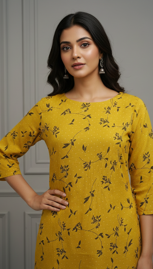 Sunshine Bloom Cotton Kurti – Bright, Breezy & Full of Joy