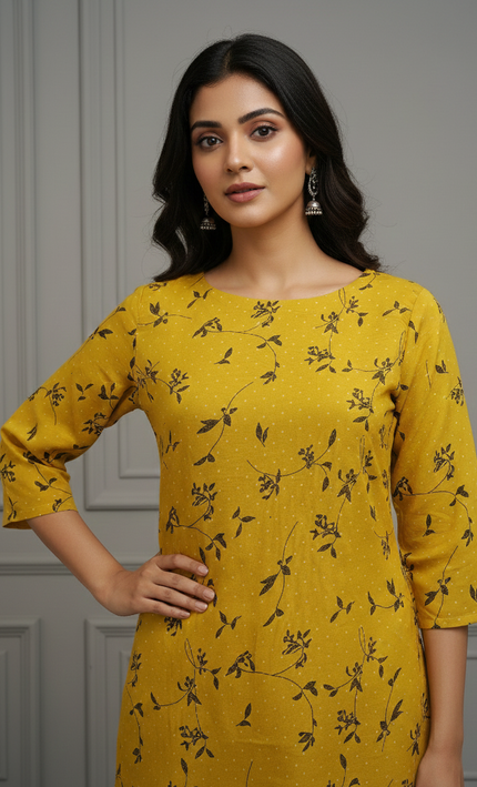 Sunshine Bloom Cotton Kurti – Bright, Breezy & Full of Joy