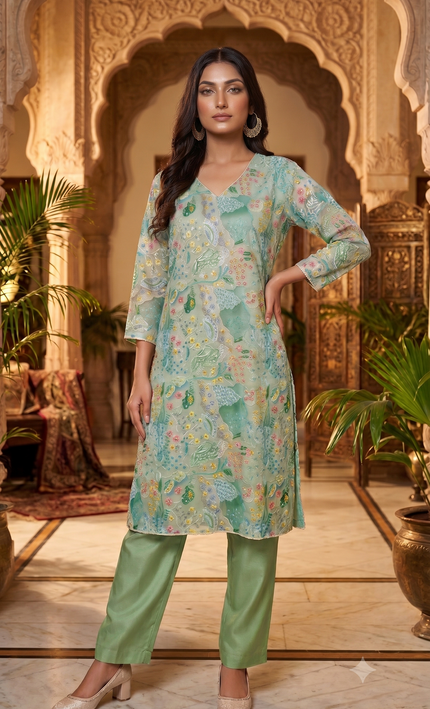 Fresh Style Mint Green 3 Piece Suit For Women