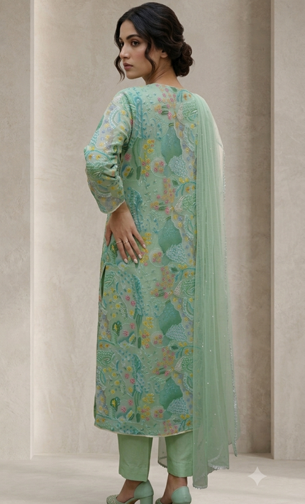 Fresh Style Mint Green 3 Piece Suit For Women