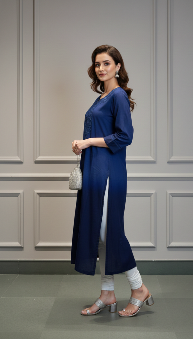 Mystic Wave Embroidered Chikankari Work Kurti