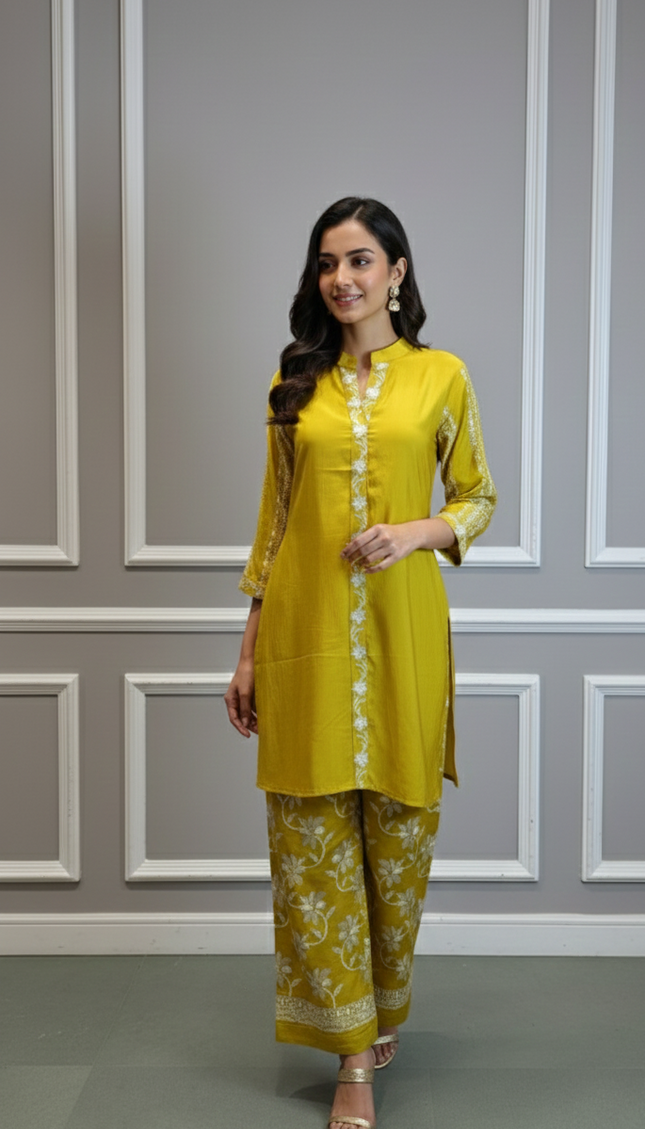 Marigold Charm Embroidered Co-ord Set