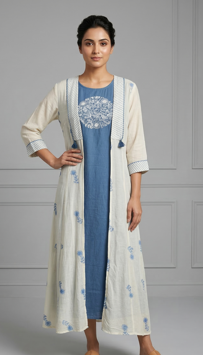 Blue Layered Cotton Dress