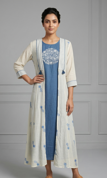 Blue Layered Cotton Dress