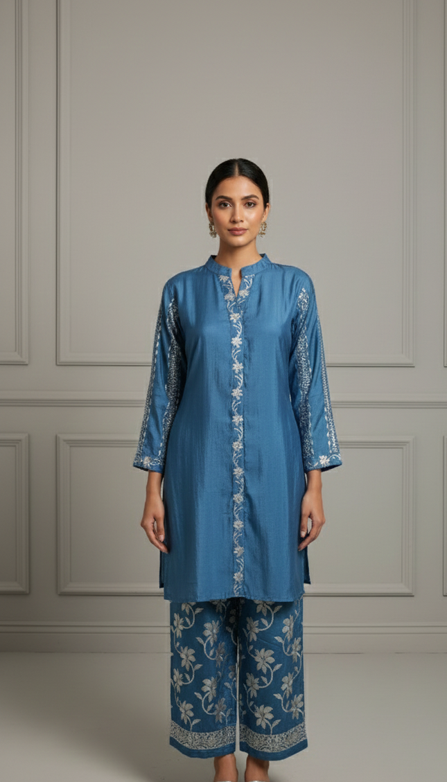 Cobalt Luxe Embroidered Kurta set